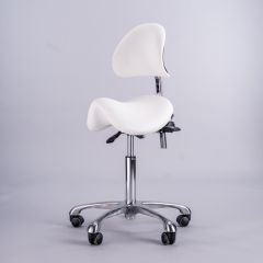 Explore Ultimate Saddle Seat with Back Rest - White used in salons across the UK ✓ Free shipping over £99